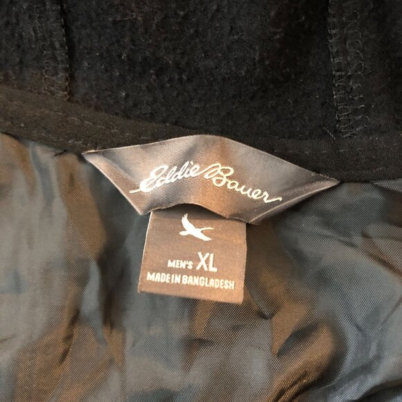 Eddie Bauer Mens Hooded Jacket Black & Gray Polyester Quilted Full Zip XL - Picture 3 of 4